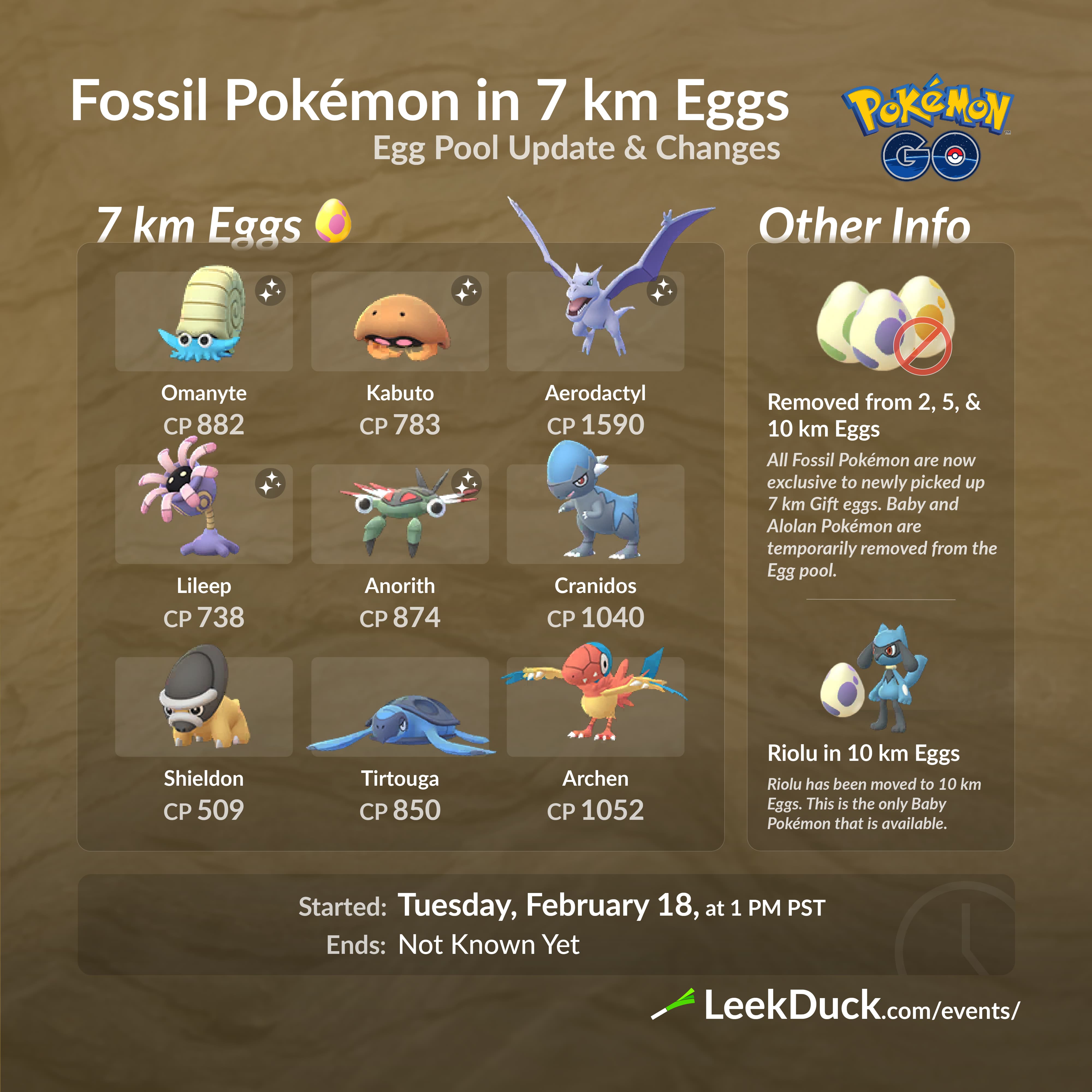 Fossil Pokemon In 7 Km Eggs Leek Duck Pokemon Go News And Resources