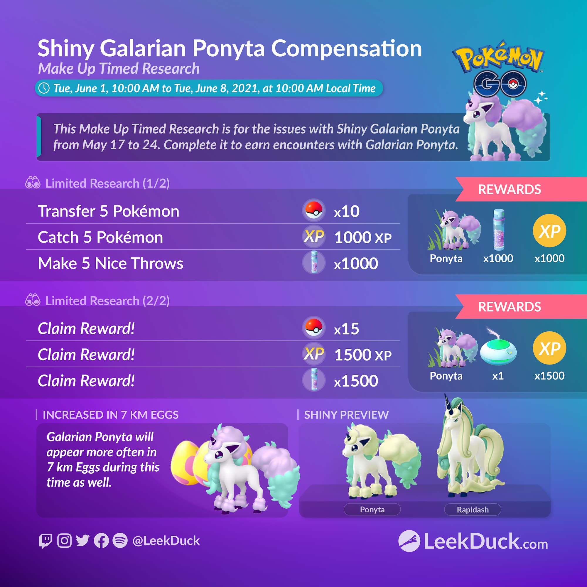 Shiny Galarian Ponyta Compensation Leek Duck Pokemon Go News And Resources