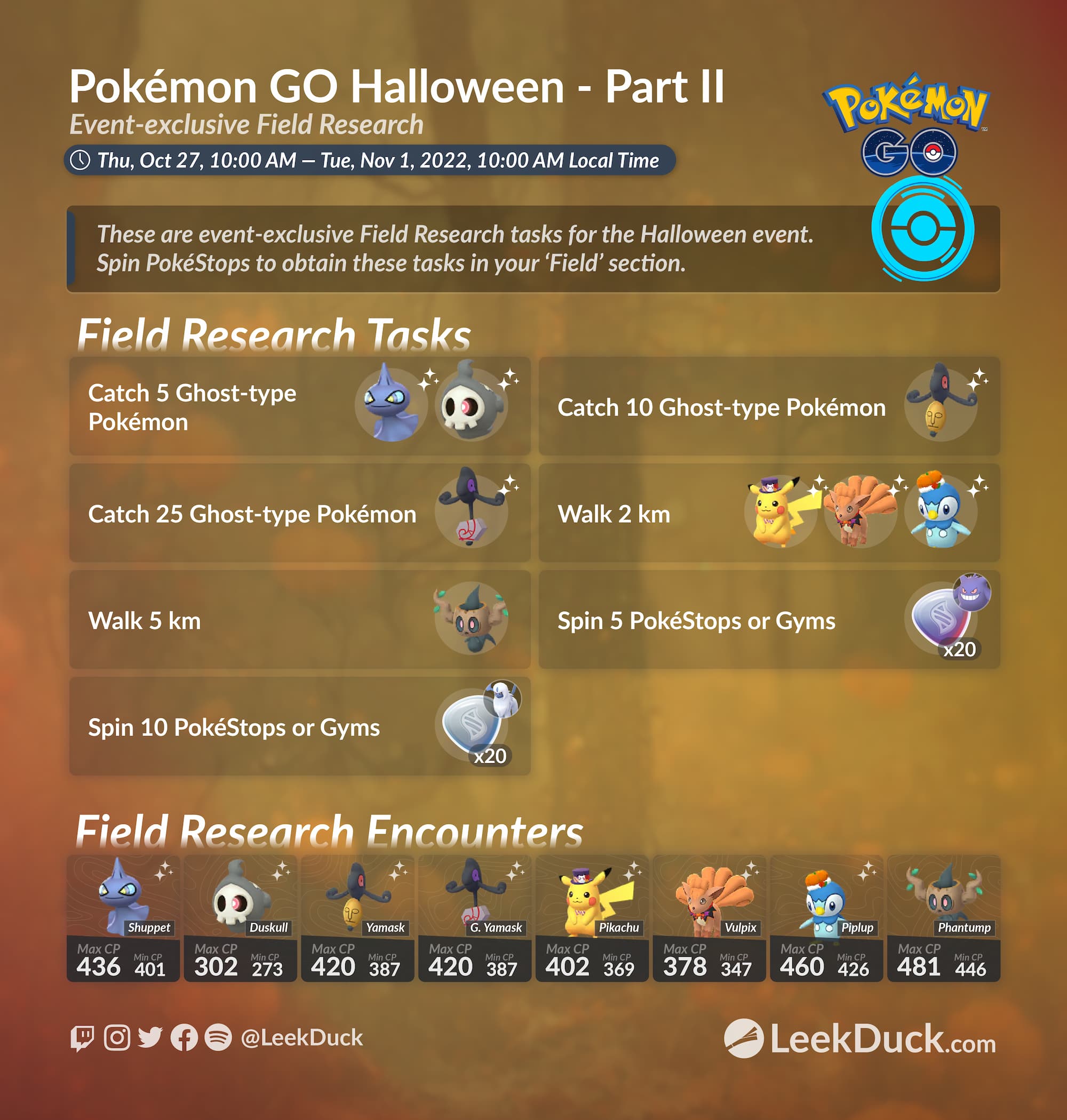 Leek Duck - Spiritomb Limited Research - Event-exclusive Timed Research •  This Timed Research focuses on Spiritomb and its 108 spirits. Complete  tasks to receive encounters with Ghost-type Pokémon and Spiritomb! Full