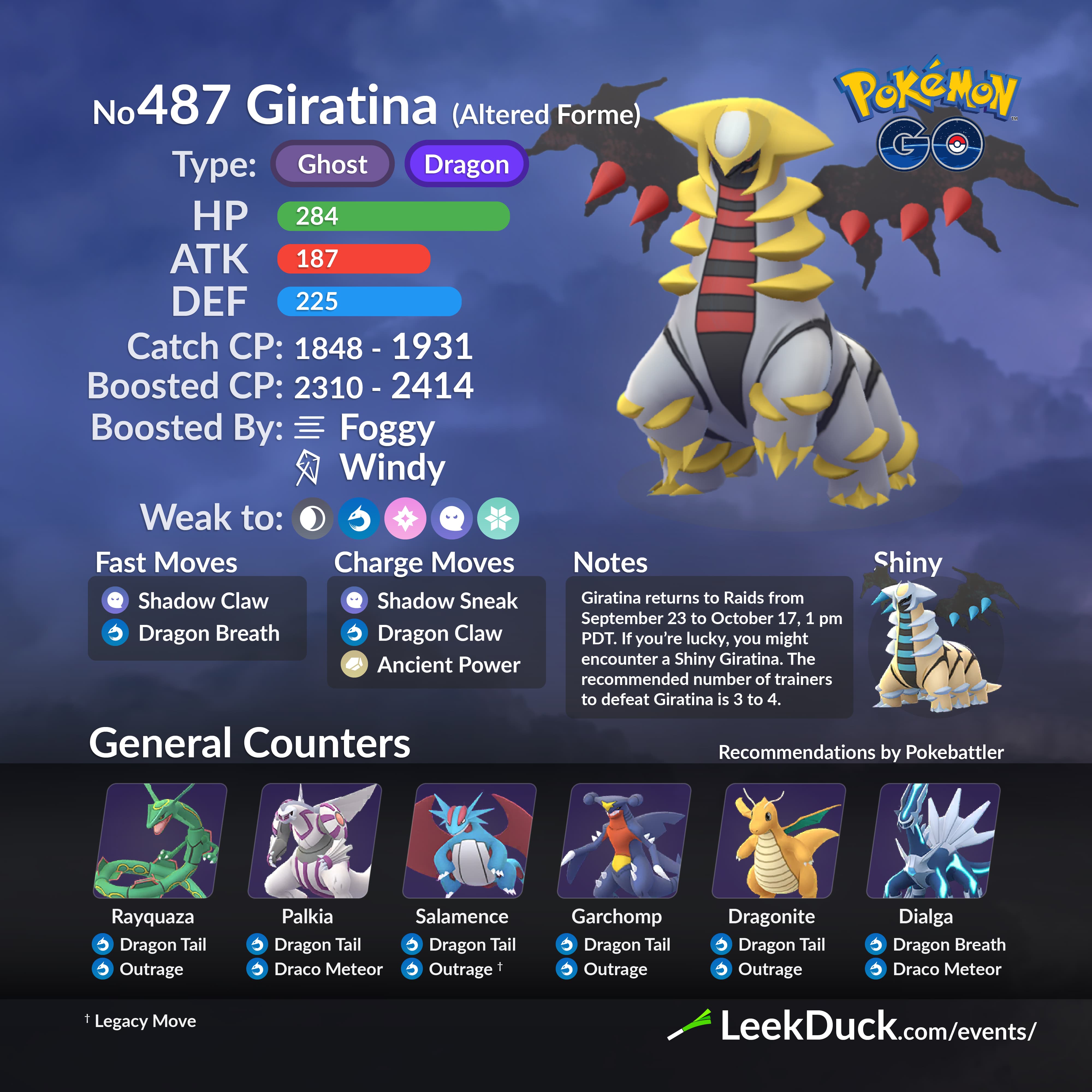 Shiny Giratina Origin Form Pokemon Trade Go LV20 Registered / 30 Day  Pokémon