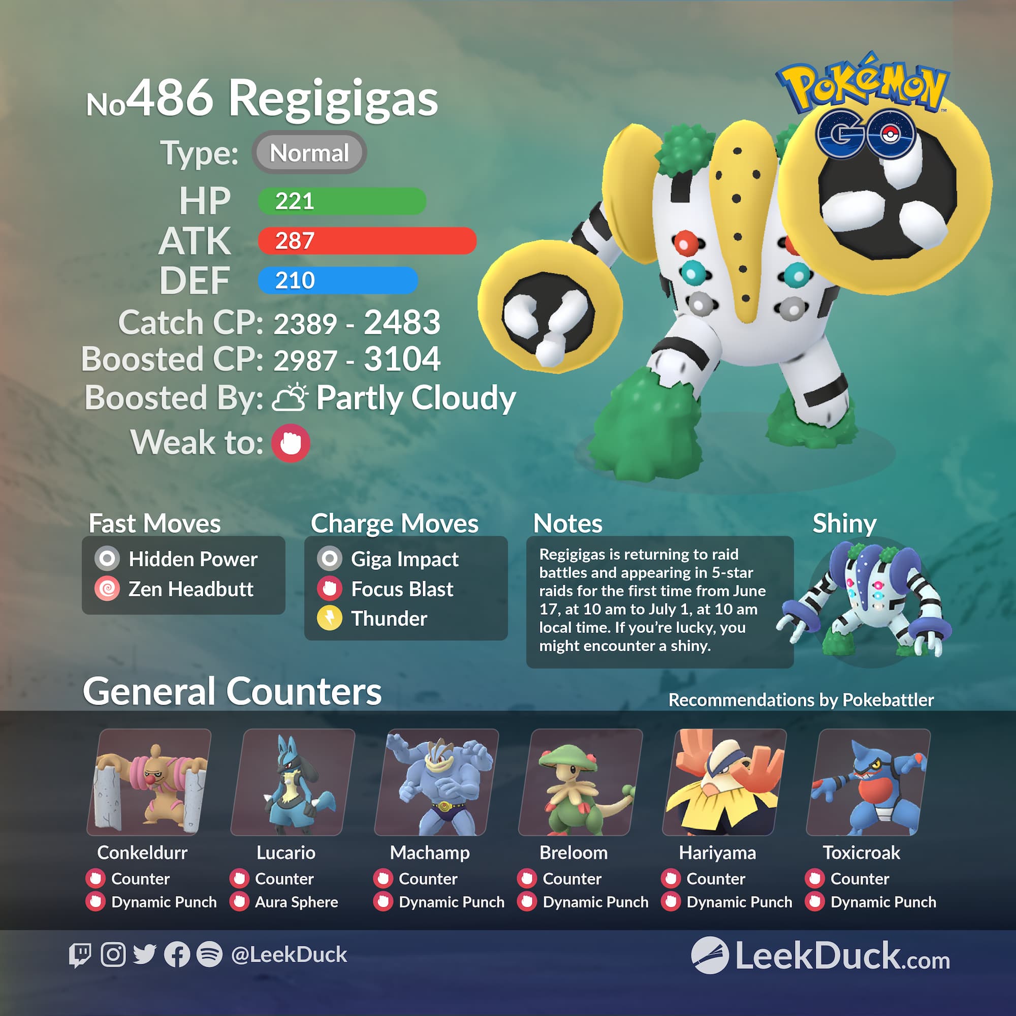 Regigigas - Guide tactique - Pokedex Pokemon GO - Millenium