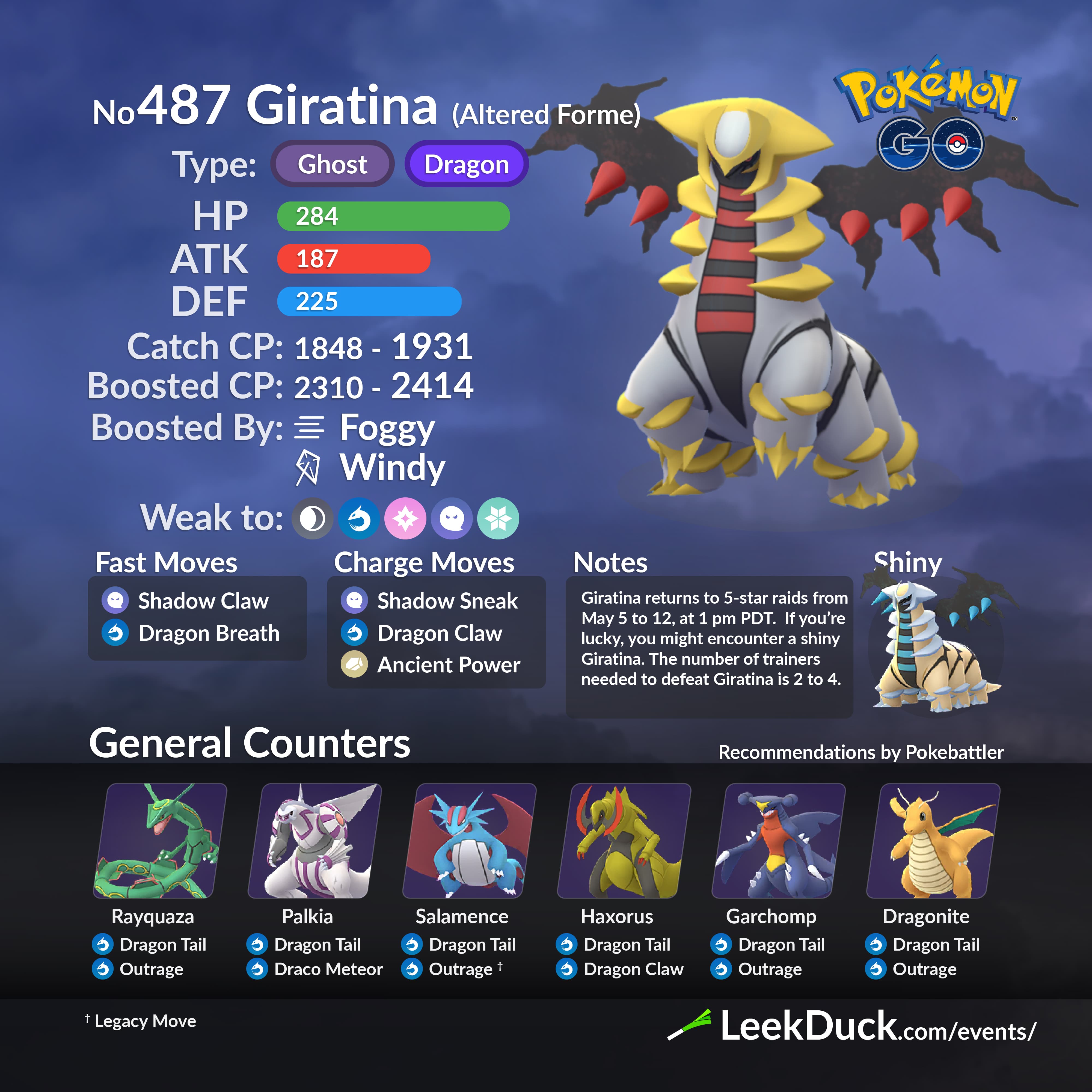 Giratina (Altered) Returns to Raids - Leek Duck | Pokémon GO and Resources