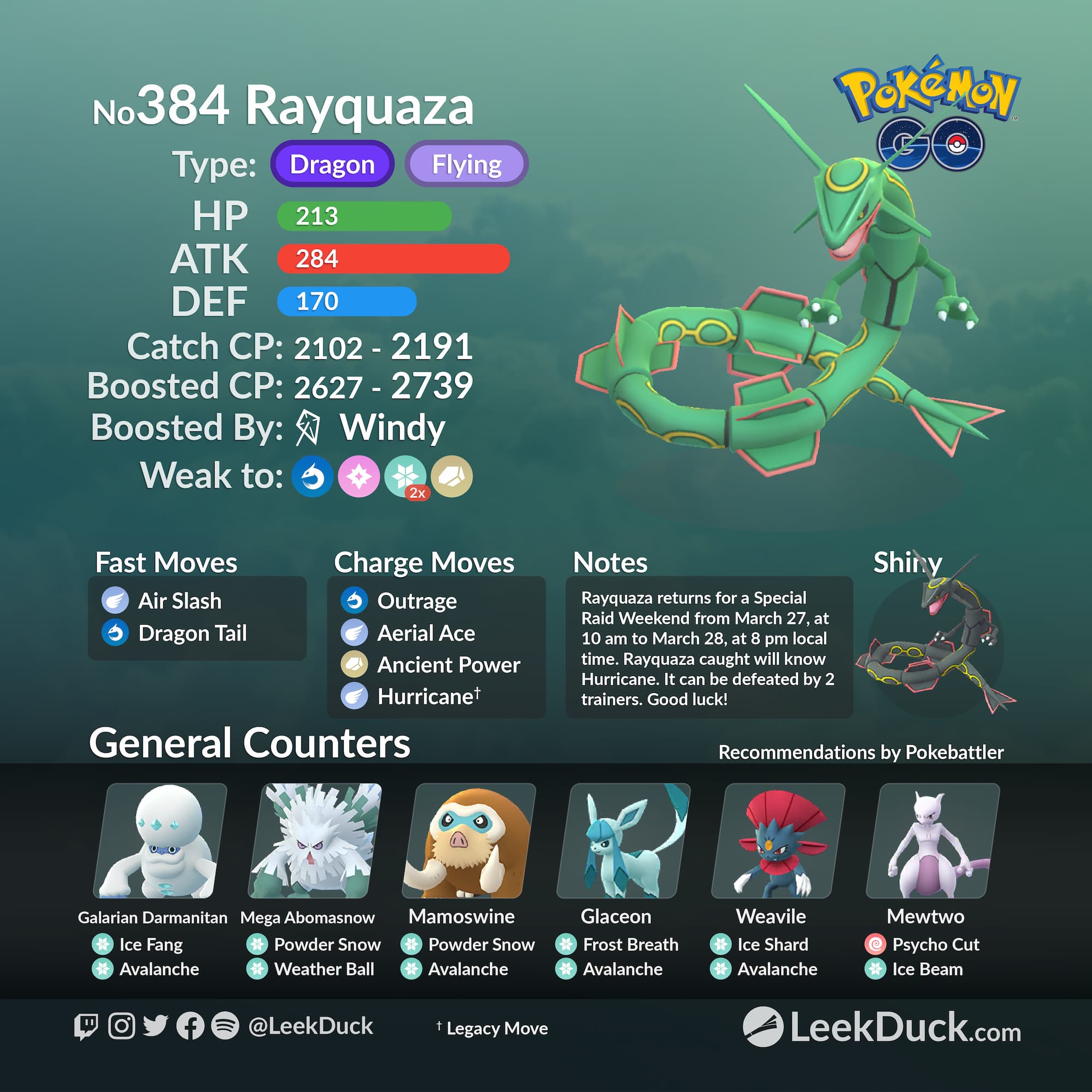 Pokemon Go: Legendary Rayquaza Guide - Counters, Weaknesses, Shiny