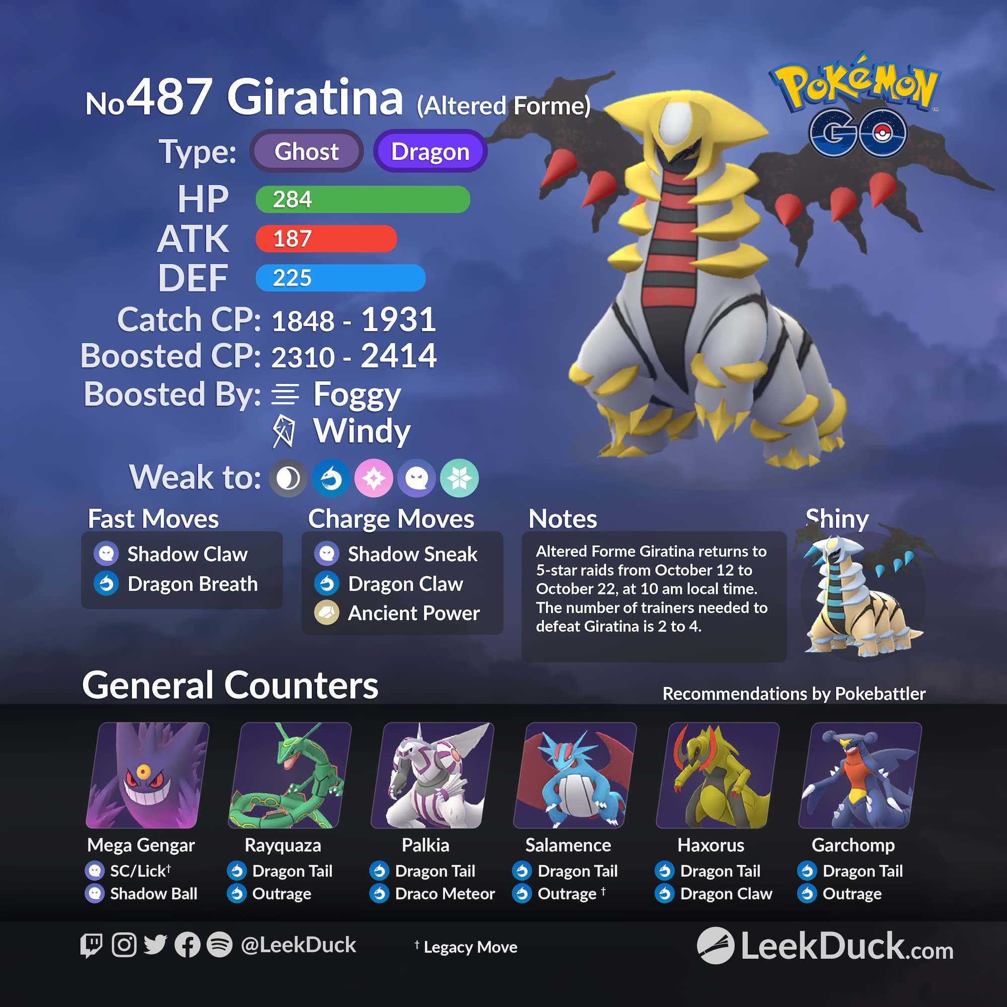 Pokémon GO  Giratina retornará para as raids com sua versão Shiny