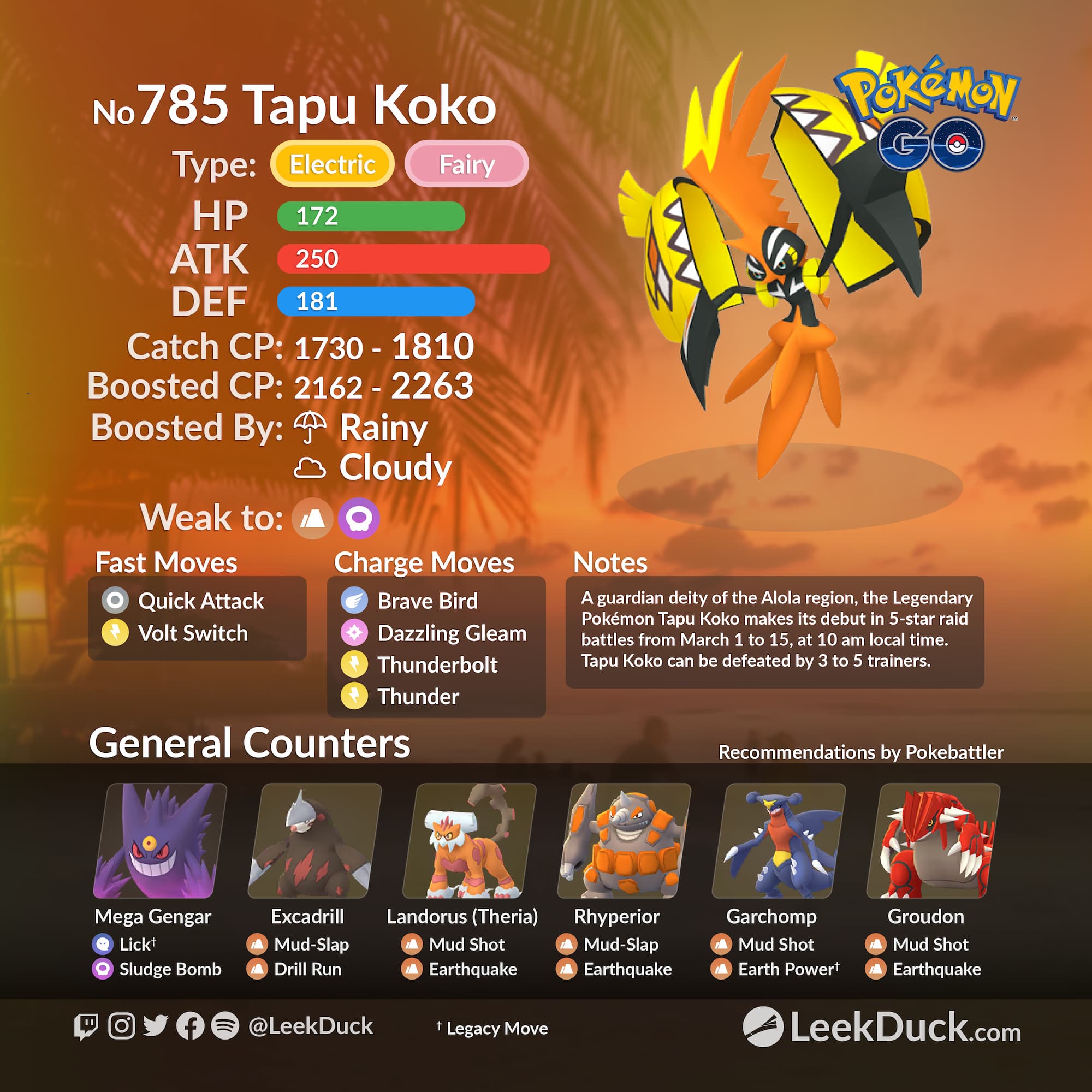 Tapu Koko Debuts in 5-star Raid Battles - Leek Duck