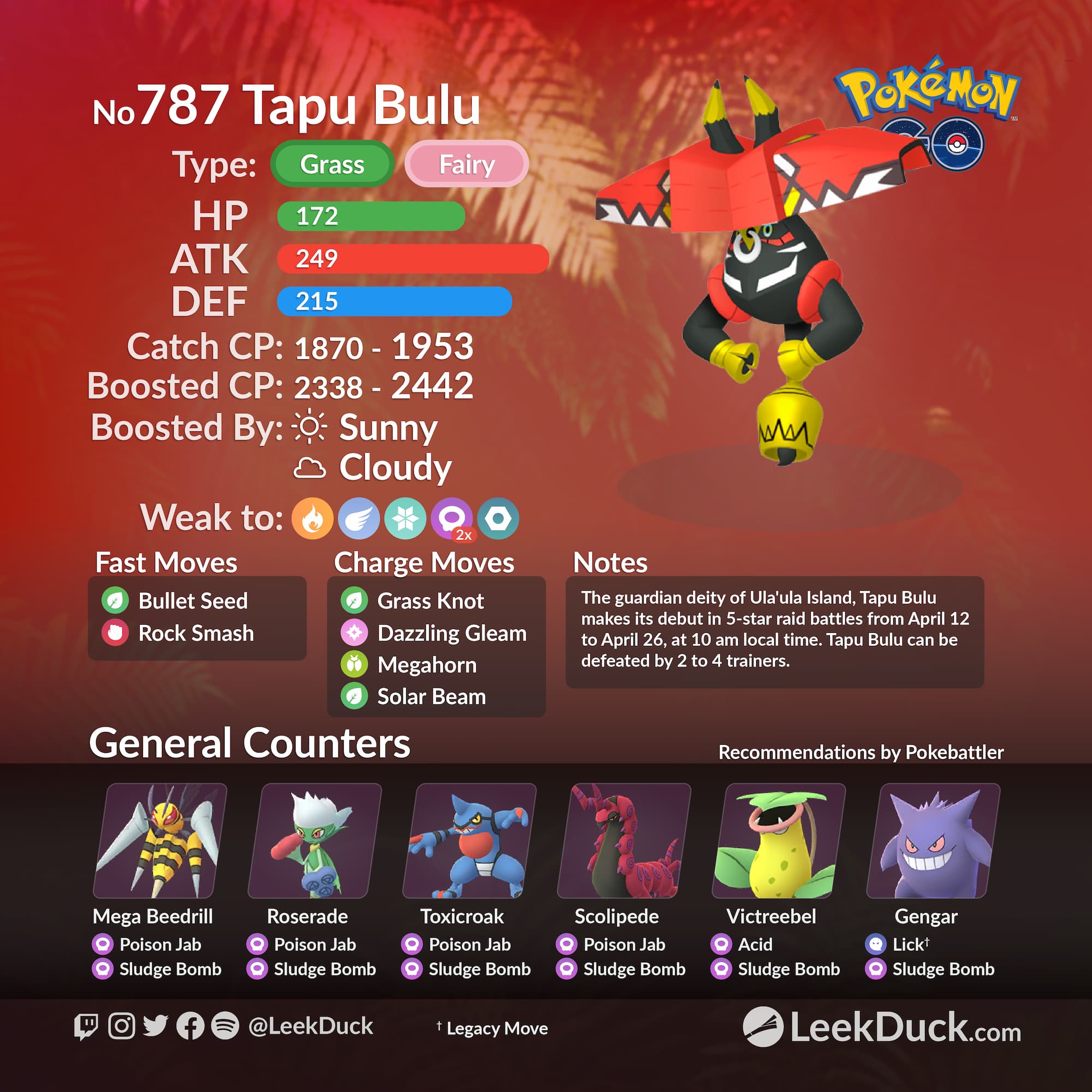 Pokemon Go Tapu Bulu Raid Guide: Best Counters, Weaknesses and