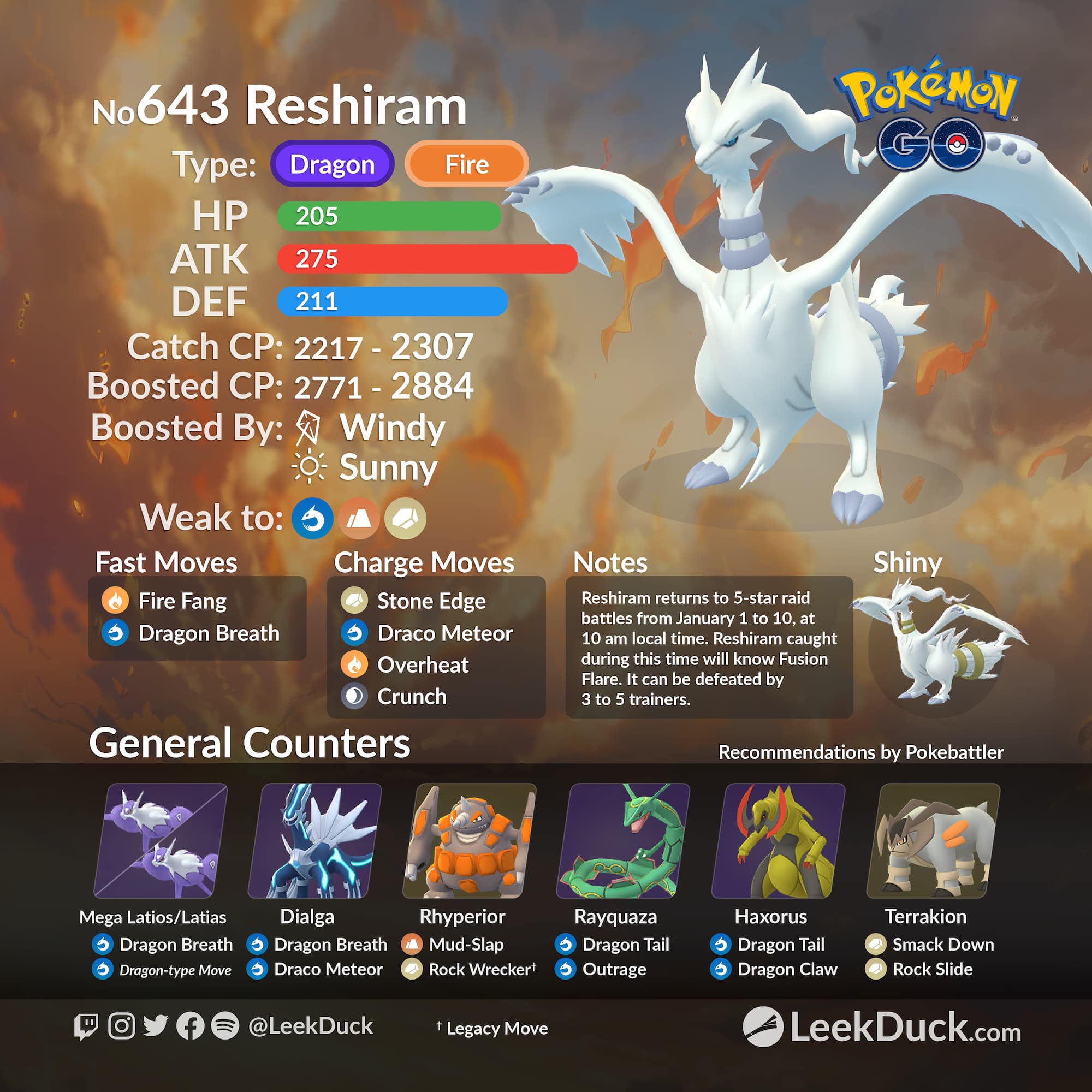 Reshiram retorna ao Pokémon GO em janeiro de 2023
