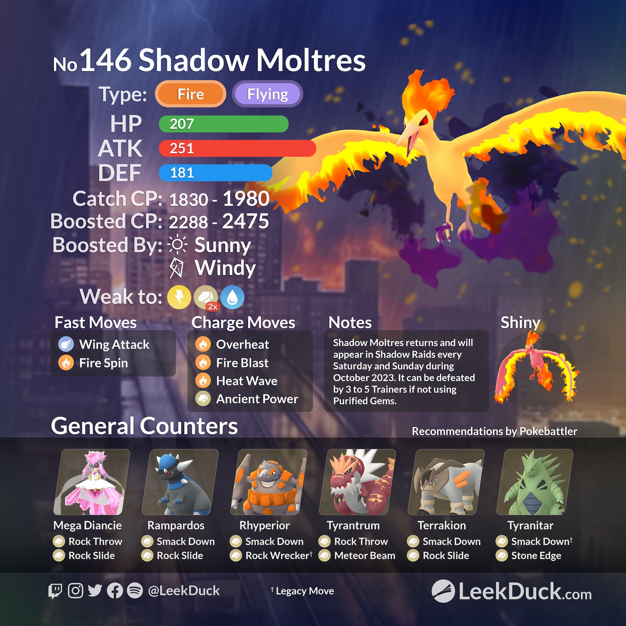 Shadow Moltres in Shadow Raids - Leek Duck