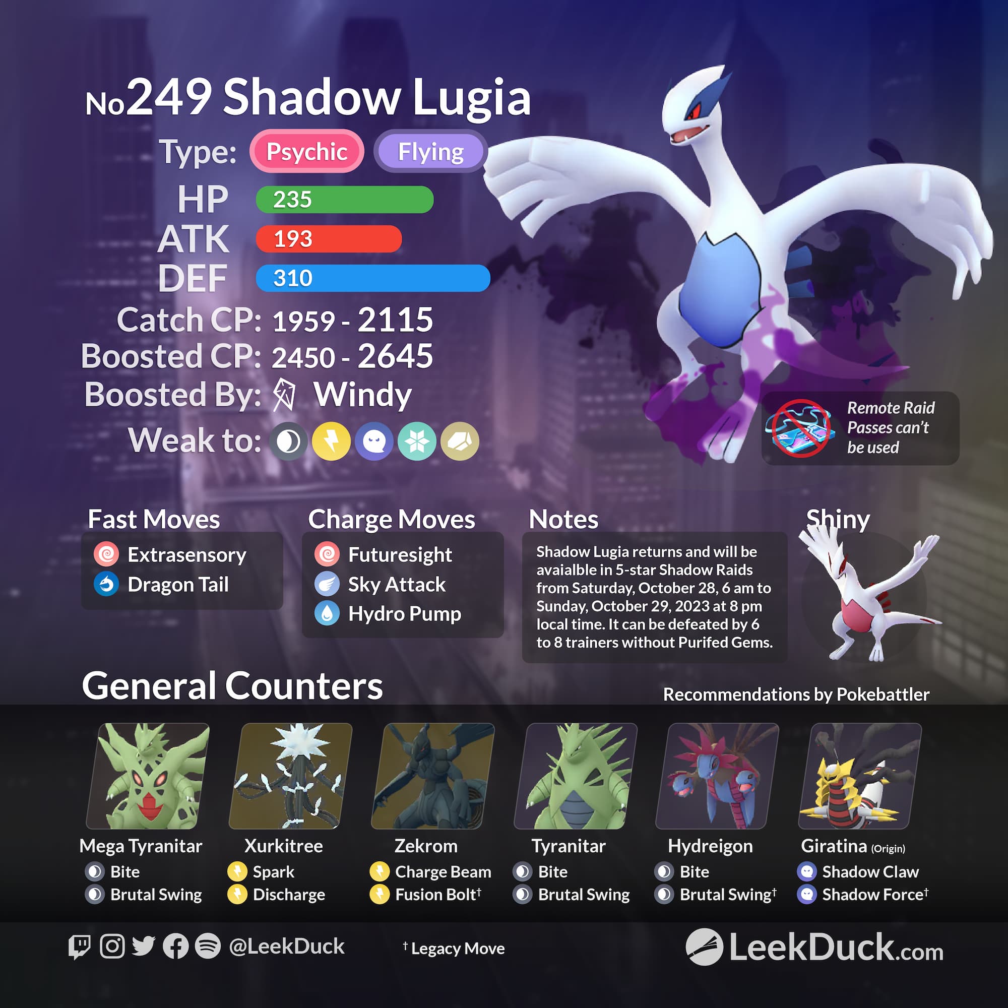 How To Get Shiny Shadow Lugia In Pokemon GO
