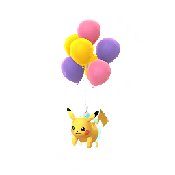 Flying Pikachu with Purple Balloons Image